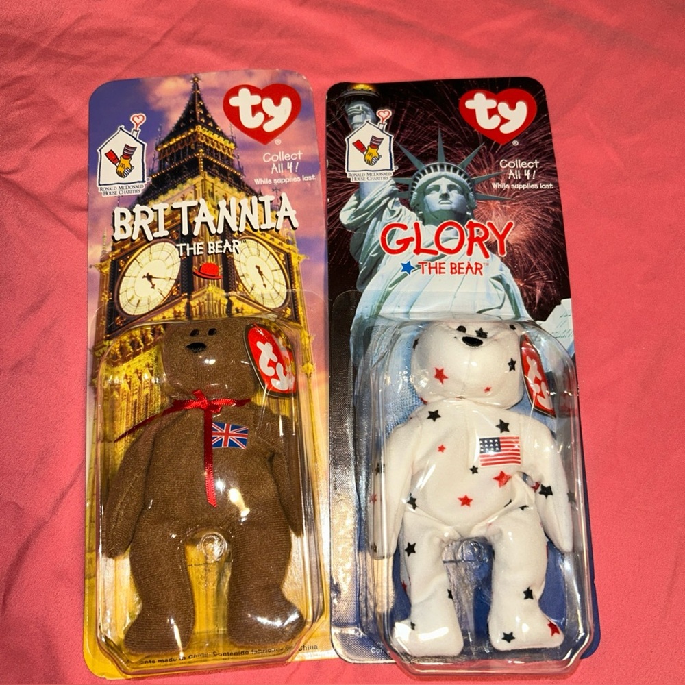 TY McDonald’s Beanie Babies Britannia The Bear And Glory The Bear Lot Of 2